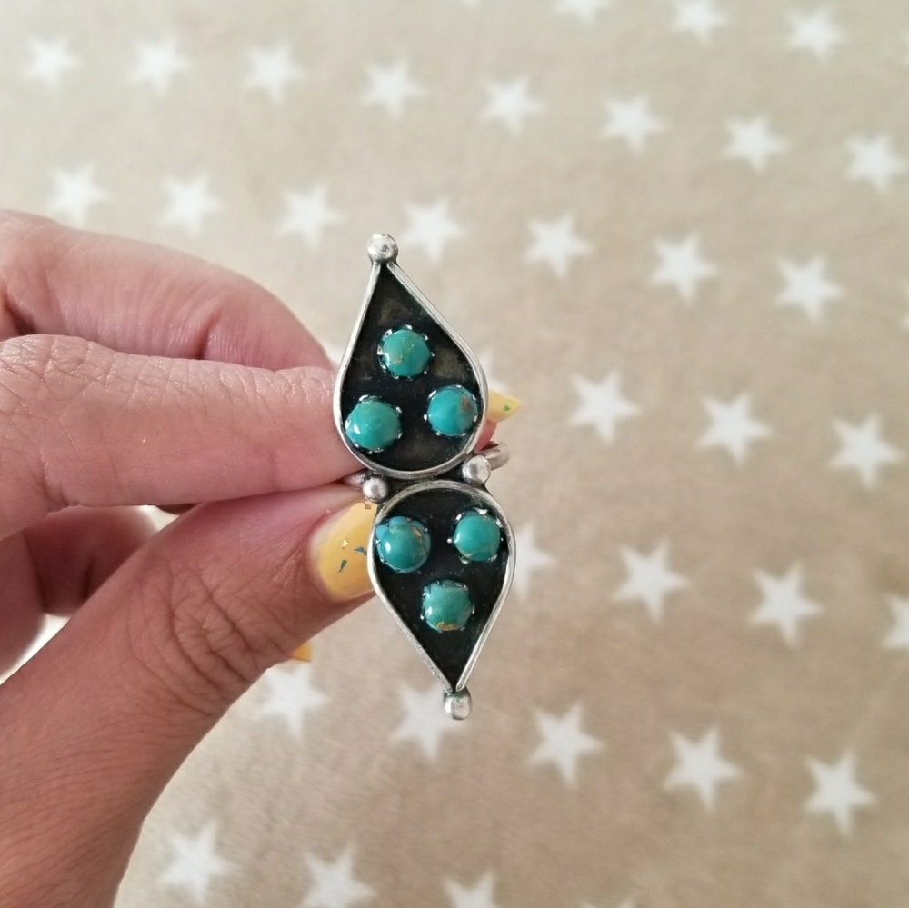 vintage silver turquoise pointe ring